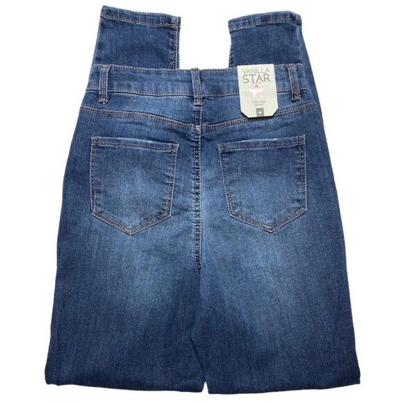 Vanilla Star Distressed Skinny Ankle Jean Juniors 25 XS Blue Ripped Frayed NEW - Picture 2 of 11
